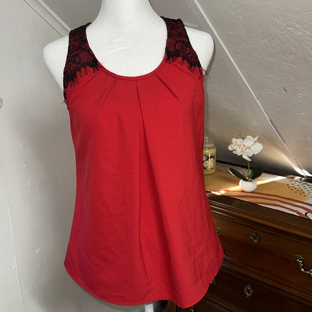 Candie's Women's Tank Top Stretch Sleeveless Red Size XS w/back zipper